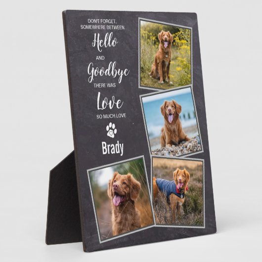 Haustier-Verlust Rustikales Schiefer Beileid Gesch Fotoplatte (Seite)