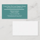 Haustier-Verlust-Stützungskonsortium Visitenkarte (Vorne/Hinten)