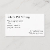 Haustier-Visitenkarte Visitenkarte (Rückseite)