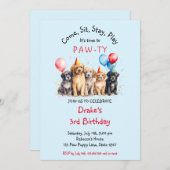 Haustier Welpen Hund Geburtstag Pawty Einladung (Vorne/Hinten)