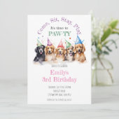 Haustier Welpen Hund Geburtstag Pawty Einladung (Stehend Vorderseite)