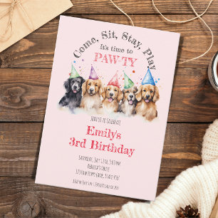 Haustier Welpen Hund Geburtstag Pawty Einladung
