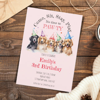 Haustier Welpen Hund Geburtstag Pawty Einladung