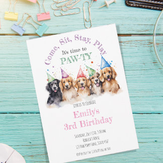 Haustier Welpen Hund Geburtstag Pawty Einladung