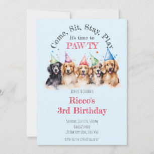 Haustier Welpen Hund Geburtstag Pawty Einladung