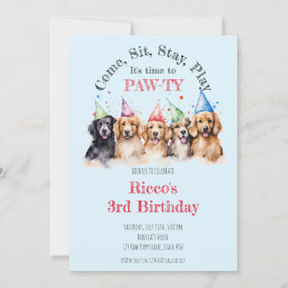 Haustier Welpen Hund Geburtstag Pawty Einladung