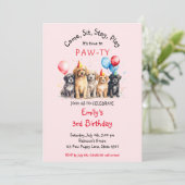 Haustier Welpen Hund Geburtstag Pawty Einladung (Stehend Vorderseite)