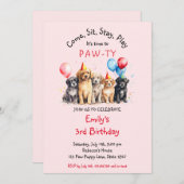Haustier Welpen Hund Geburtstag Pawty Einladung (Vorne/Hinten)