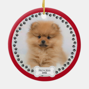 Haustier Zwei Foto Weihnachten Rot Personalisiert Keramik Ornament