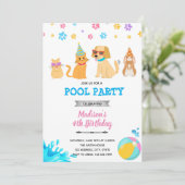 Haustieradoption-Poolparty Einladung (Stehend Vorderseite)