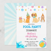 Haustieradoption-Poolparty Einladung (Vorne/Hinten)