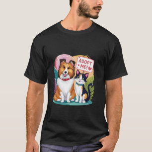 Haustieradoption Süße Hunde- und Katzenillustratio T-Shirt