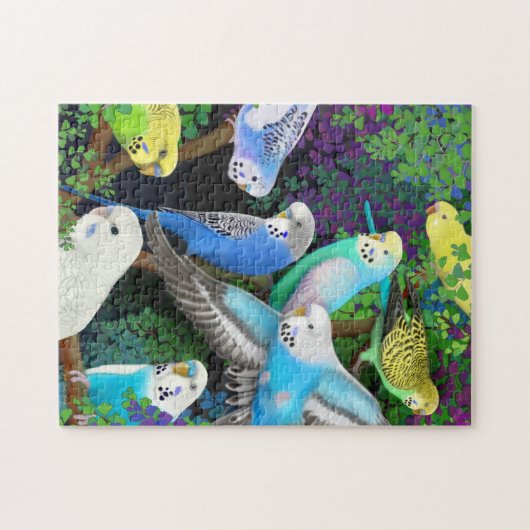 HaustierBudgerigars im Farn-Puzzlespiel Puzzle (Horizontal)