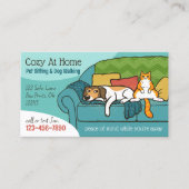 Haustiere auf der Couch sitzen Tierpflege Hund und Visitenkarte (Vorderseite)