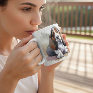 Haustiere Basset Hound Braun Aquarell Kaffeetasse
