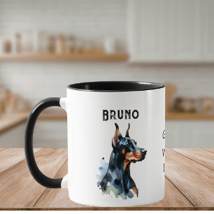 Haustiere Einfache Aquarell-Dobermann Schwarz Pers Tasse