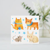 Haustiere Feiertagskarte (Stehend Vorderseite)