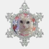 Haustiere Foto Custom Schneeflocken Schneeflocken Zinn-Ornament (Vorderseite)
