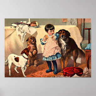 Haustiere Hunde, die zum Vintagen Druck von Kuchen Poster