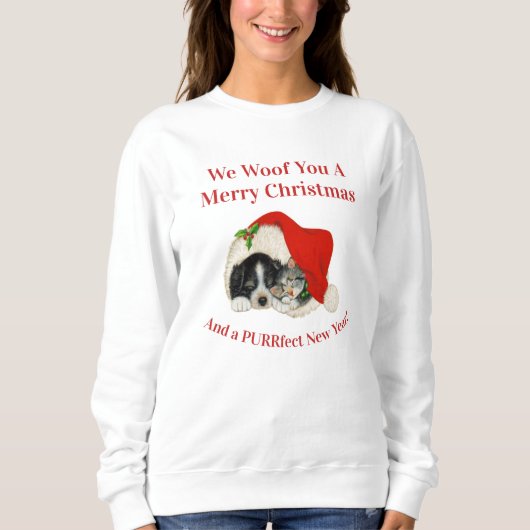 Haustiere, Hunde Katzen, Weihnachtsspass Sweatshirt (Vorderseite)