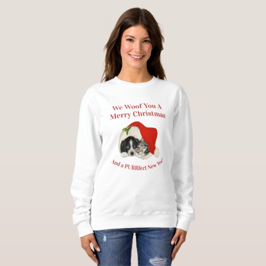 Haustiere, Hunde Katzen, Weihnachtsspass Sweatshirt (Vorne ganz)
