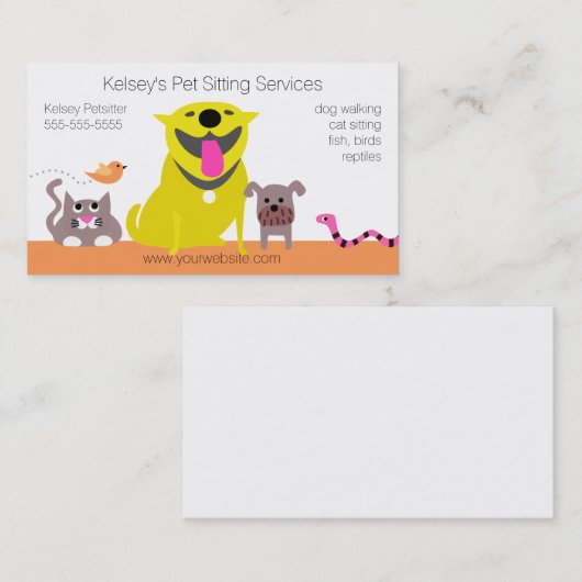 Haustiere - Hundekatzen-Vogelschlange Visitenkarte (Vorne/Hinten)