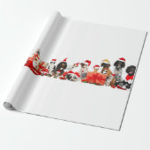 Haustiere in Weihnachtsmannmützen Weihnachtsverpac Geschenkpapier (Ungerollt)