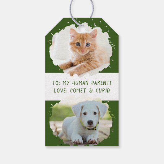 Haustiere lieben Personalisiert zwei Fotos Weihnac Geschenkanhänger (Rückseite)