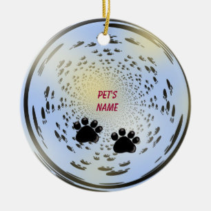 Haustiere Name Paw Print Ornament