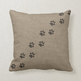 Haustiere Pawprints auf Leinwand-Effekt-Entwurf Kissen