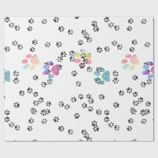 Haustiere Pawprints Geschenkpapier (Flach)