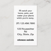 Haustiere Pflanze Visitenkarte (Rückseite)