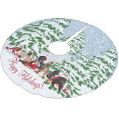 Haustiere Schnee und Bäume Polyester Weihnachtsbaumdecke (Schrägansicht)