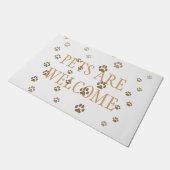 "Haustiere sind willkommen" Katzen und Hunde - Bei Fußmatte (Schrägansicht)