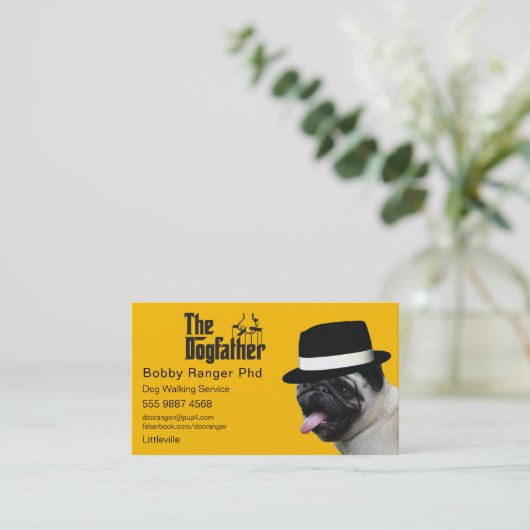 Haustiere Sitzen 🐾 Dogvater Dog Walker vertrauens Visitenkarte (Stehend Vorderseite)