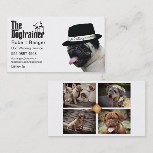 Haustiere Sitzen 🐾 Dogvater Dog Walker vertrauens Visitenkarte (Vorne/Hinten)