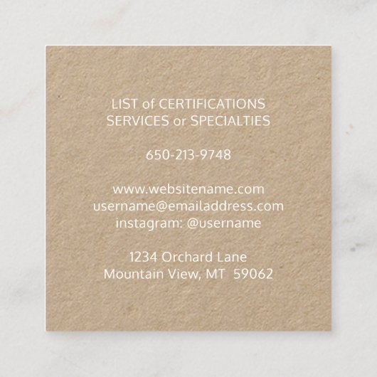 Haustiere Sitzen Groomer Services Moderne, einziga Quadratische Visitenkarte (Rückseite)