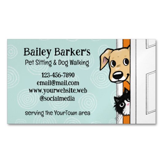 Haustiere Sitzen Niedliche Peeking Hunde und Katze Magnetische Visitenkarte (Vorderseite)