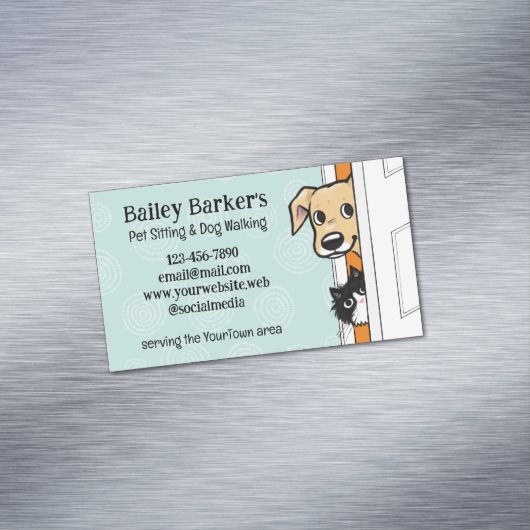 Haustiere Sitzen Niedliche Peeking Hunde und Katze Magnetische Visitenkarte (Beispiel)