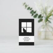 Haustiere Sitzen Schwarz-weiße Katze Moderne Schli Visitenkarte (Stehend Vorderseite)