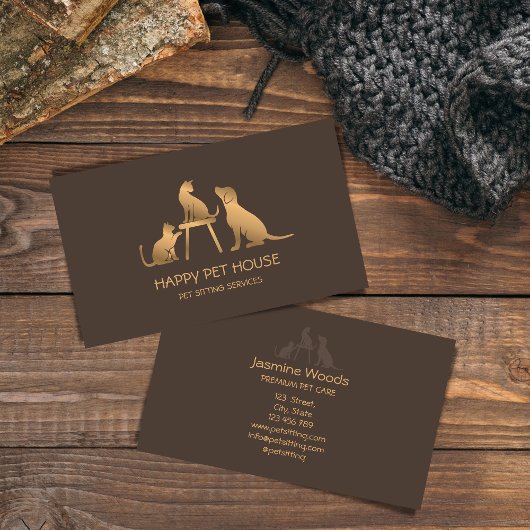 Haustiere Sitzende Hunde Laufen Katze Tierärztlich Visitenkarte