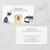 Haustiere Sitzende Hunde Laufkatze Wasserfarbe Visitenkarte (Vorne/Hinten)