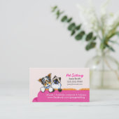 Haustiere Sitzende Yorkie mit Katzencouch rosa Visitenkarte (Stehend Vorderseite)