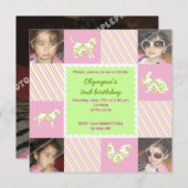 Haustiere & Streifen Geburtstagsfeier Einladung Fo (Vorne/Hinten)