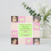 Haustiere & Streifen Geburtstagsfeier Einladung Fo (Stehend Vorderseite)