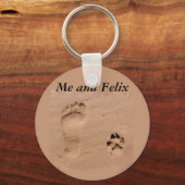 Haustiere und Fußabdruck in Sand Schlüsselanhänger (Vorderseite)