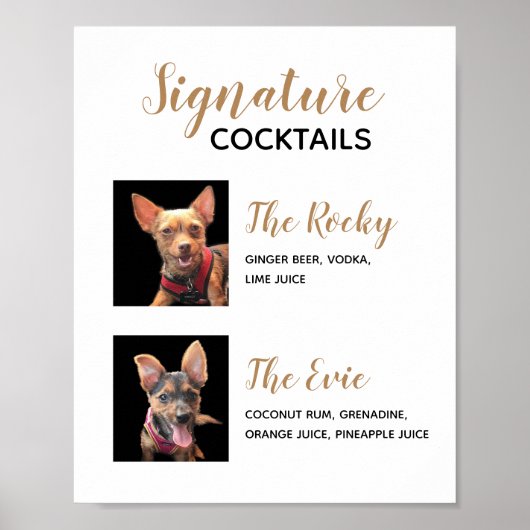 Haustiere Unterschrift Drinks Hochzeitcocktail Men Poster (Vorne)