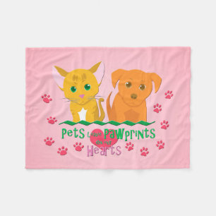 Haustiere Verlassen Pawprints auf unseren Herzen Fleecedecke