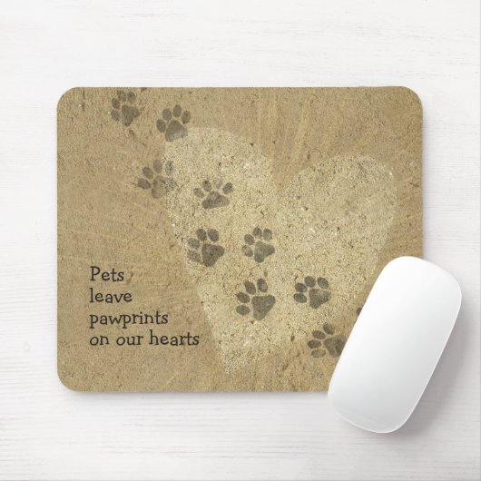 Haustiere verließ Paw Prints auf unseren Herzen Mousepad (Mit Mouse)