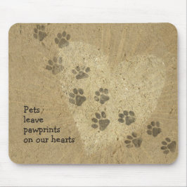 Haustiere verließ Paw Prints auf unseren Herzen Mousepad